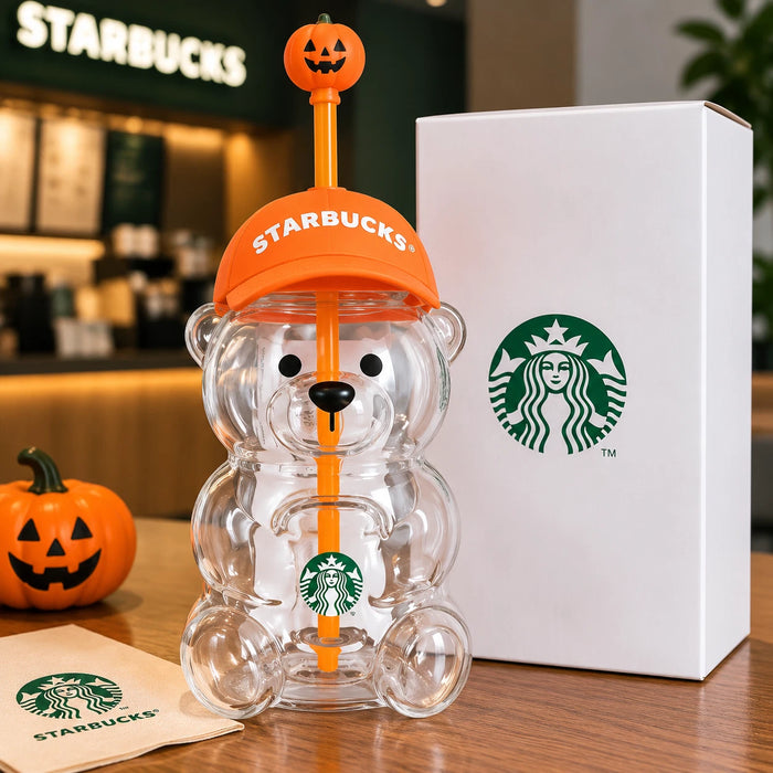 Halloween Starbucks Bearista Bear Cup Tumblers With Pumpkin Topper Baseball Cap
