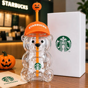Halloween Starbucks Bearista Bear Cup Tumblers With Pumpkin Topper Baseball Cap