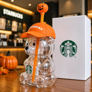 Halloween Starbucks Bearista Bear Cup Tumblers With Pumpkin Topper Baseball Cap