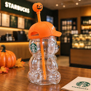 Halloween Starbucks Bearista Bear Cup Tumblers With Pumpkin Topper Baseball Cap